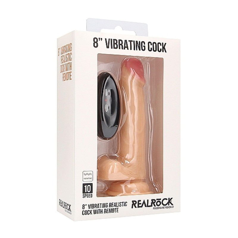 Vibrating Realistic Cock - 8" - With Scrotum - Skin